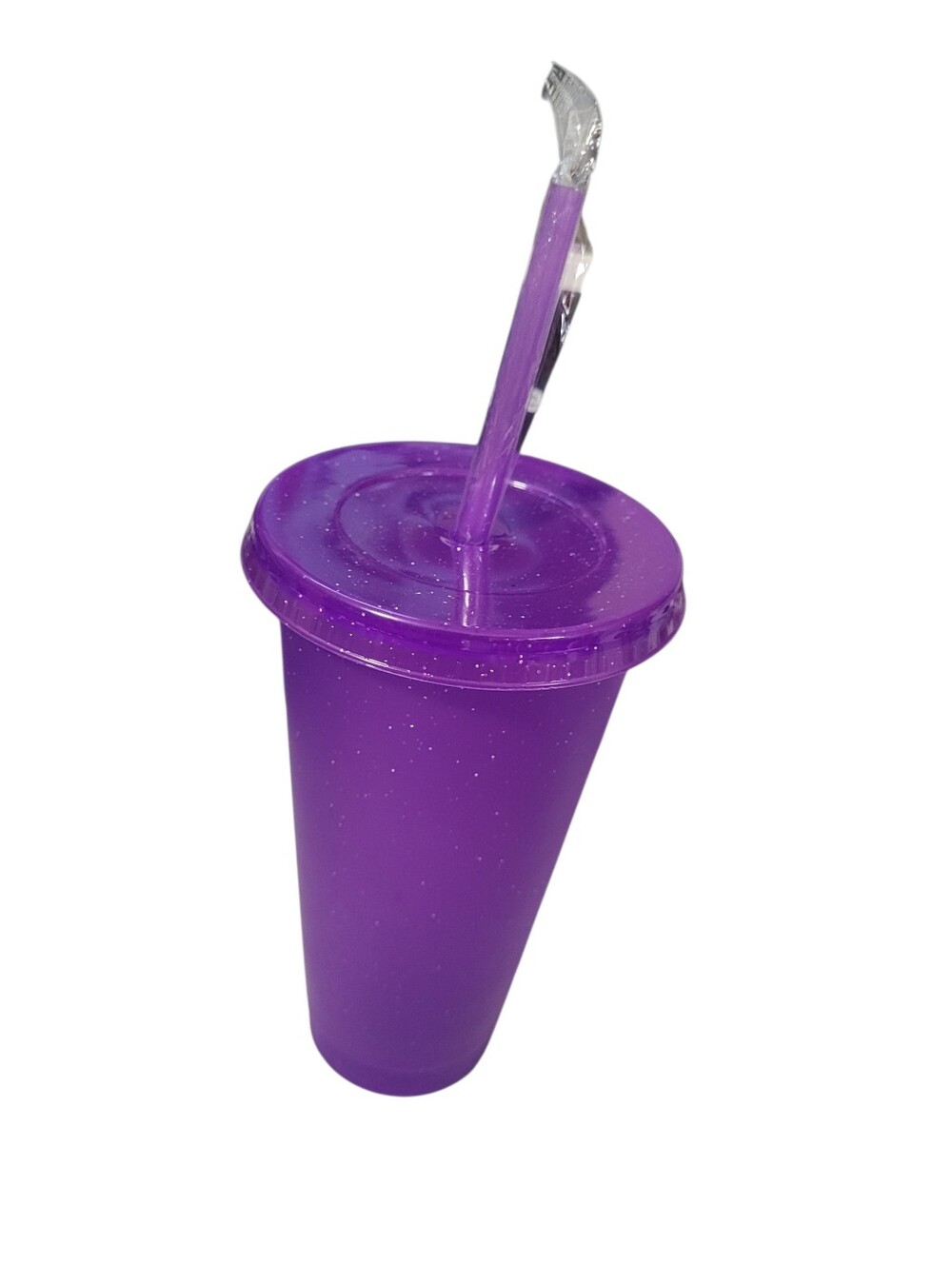 Purple Or Pink Glitter Reusable Party Tumbler with Straw